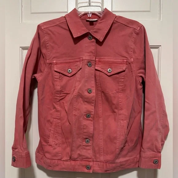 Style & Co.—Denim Jacket, S, Coral/Salmon/Pink, EUC—Worn & Washed Once! So cute! - Picture 3 of 5